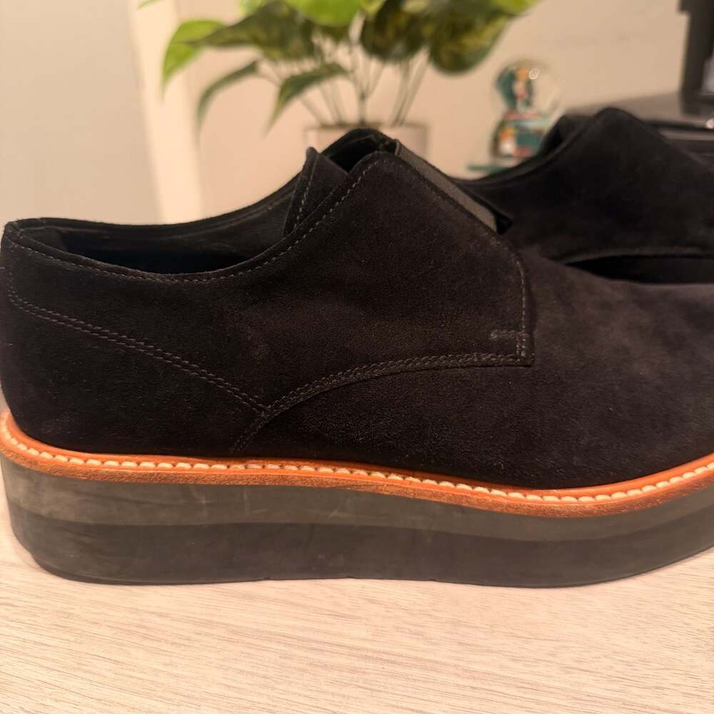 Vince Black Suede Platform Slip-On Shoes